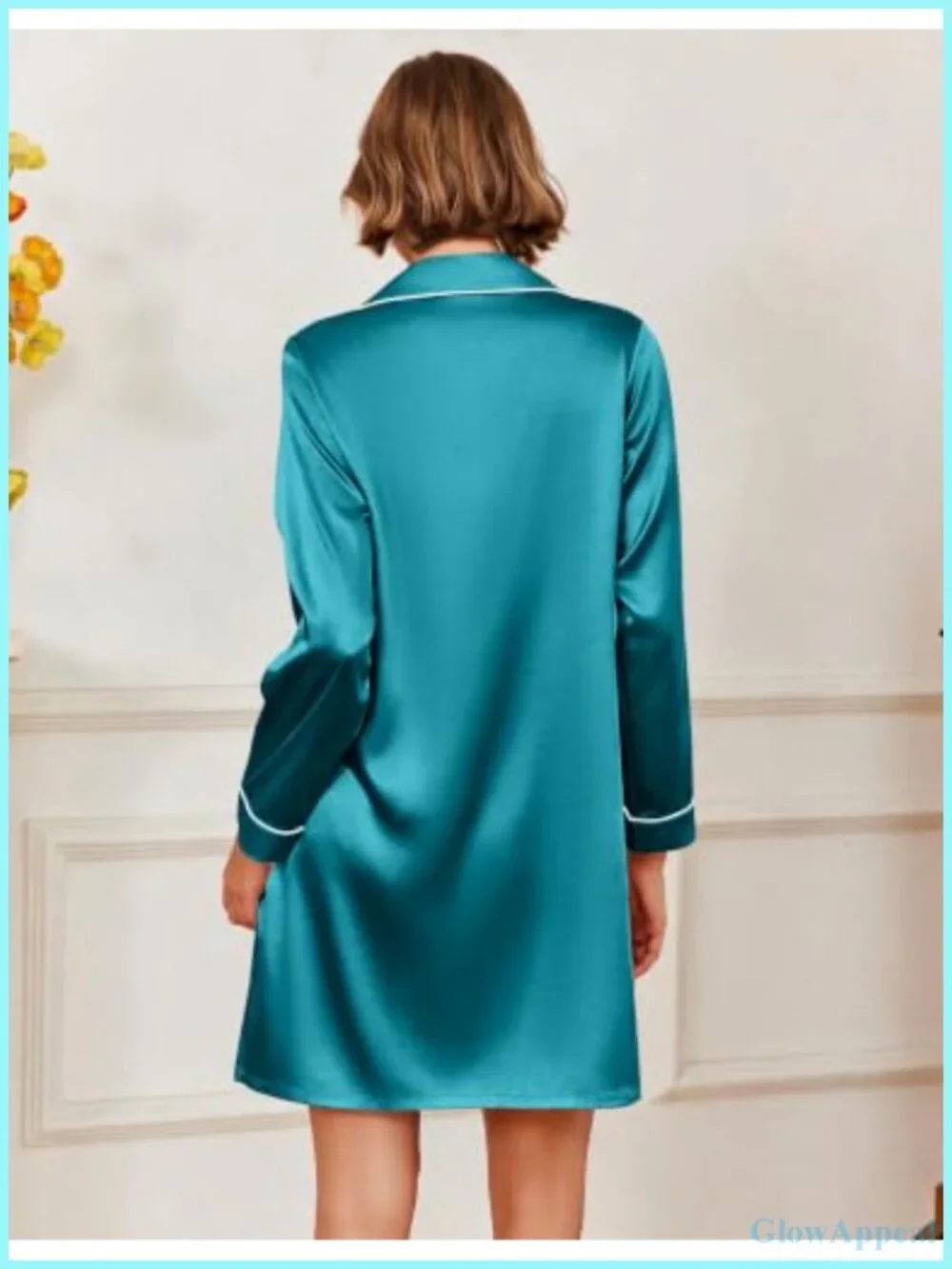 Satin Nightgown Women Silk Sleep Shirt Button Down Long Sleeve